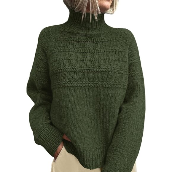Women´s Turtleneck Sweater Chunky Knit Fall Long...
